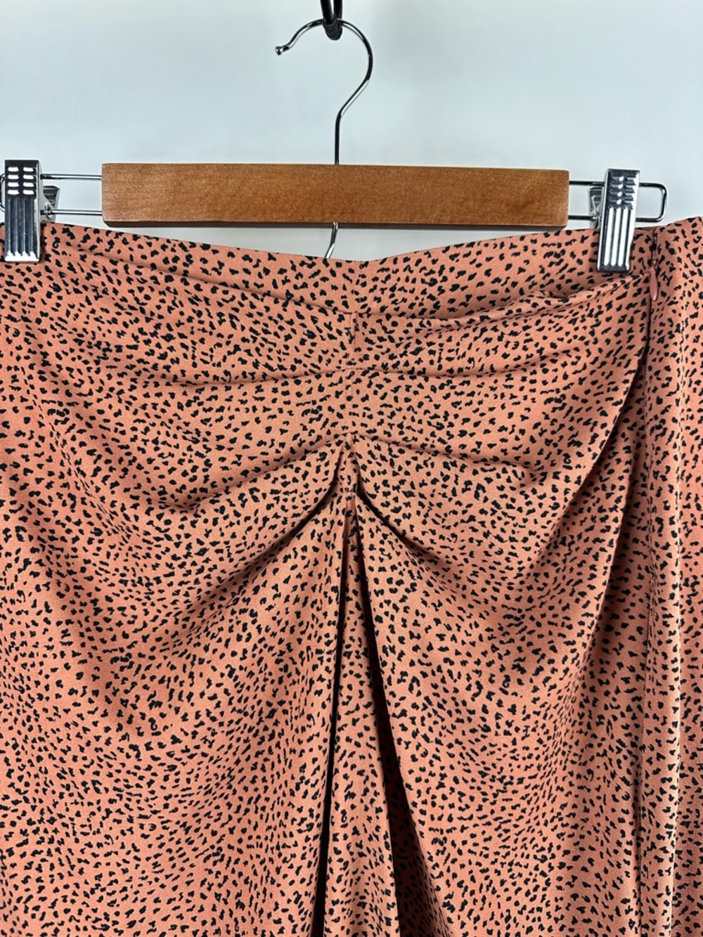 Nine West Ruched Animal Print Front Midi Skirt Brown Black Print Draped Feminine - Picture 9 of 12
